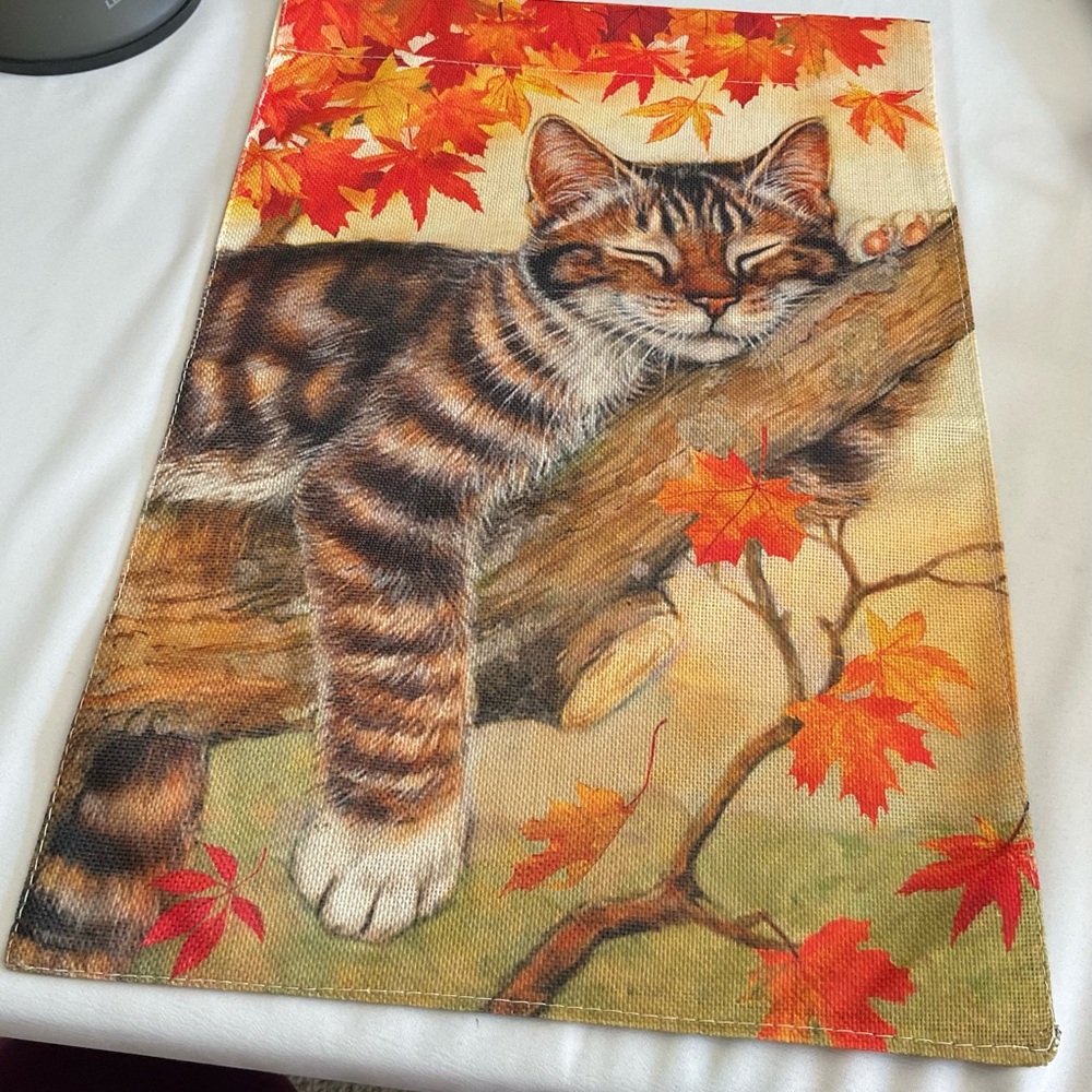 Cozy Cat Autumn Garden Flag